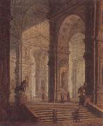 unknow artist The interior of a classical building,with soldiers guarding the entrance at the base of a set of steps oil painting picture wholesale